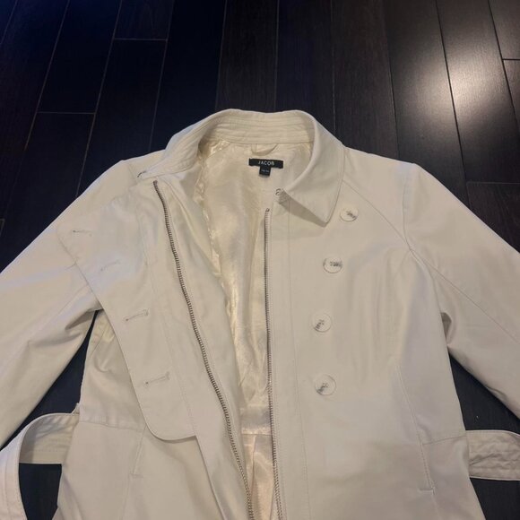 Jacob White & Cream Trench Coat (XS) - Picture 4 of 4